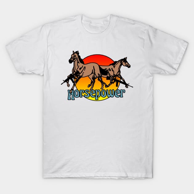 I Love Horses Horse Power For Horse Lovers AKA People Who Love Horses Cottagecore Vibrations T-Shirt by blueversion